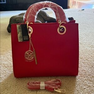 Badgley Mischka Red Satchel Bag